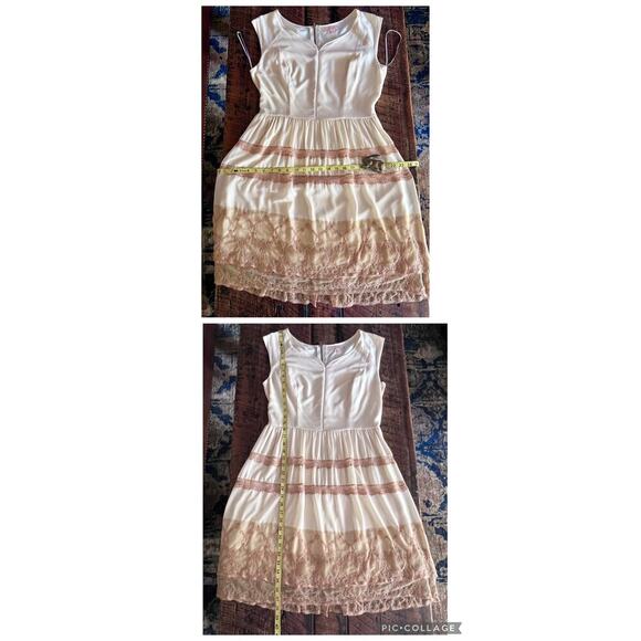 Gibson Latimer Size 8 Womens Tiered Dress Cream Lace Sleeveless-Not For Sale - Picture 8 of 17